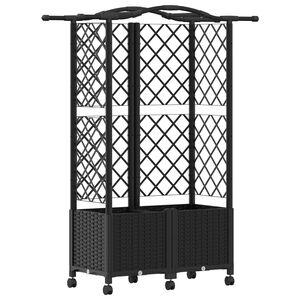 vidaXL Verhoogd Bed met Trellis en Dak Zwart 122 x 40 x 144 cm PP