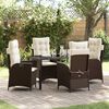 vidaXL Tuin eettafelset met kussen 5 pcs Bruin poly rattan