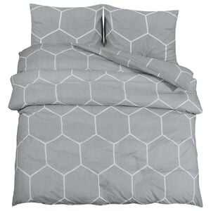 vidaXL Dekbedovertrekset 135x200 cm katoen grijs en wit