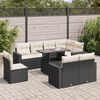 vidaXL 9-delige Loungeset met kussens poly rattan zwart