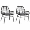 vidaXL Tuinstoelen 2 st met kussens poly rattan zwart