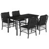 vidaXL 5-delige Tuinset met kussens poly rattan zwart