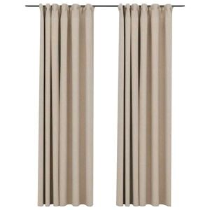 vidaXL Gordijnen linnen-look verduisterend haken 2 st 140x245 cm beige