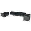 vidaXL 8-delige Loungeset met kussens poly rattan donkergrijs