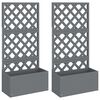 vidaXL Plantenbakken met latwerk 2 st 65x33x135 cm HKC grijs