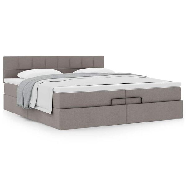 vidaXL Ottoman bed met matras 200x200 cm stof taupe