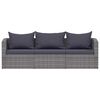 vidaXL 3-delige Loungeset met kussens poly rattan grijs