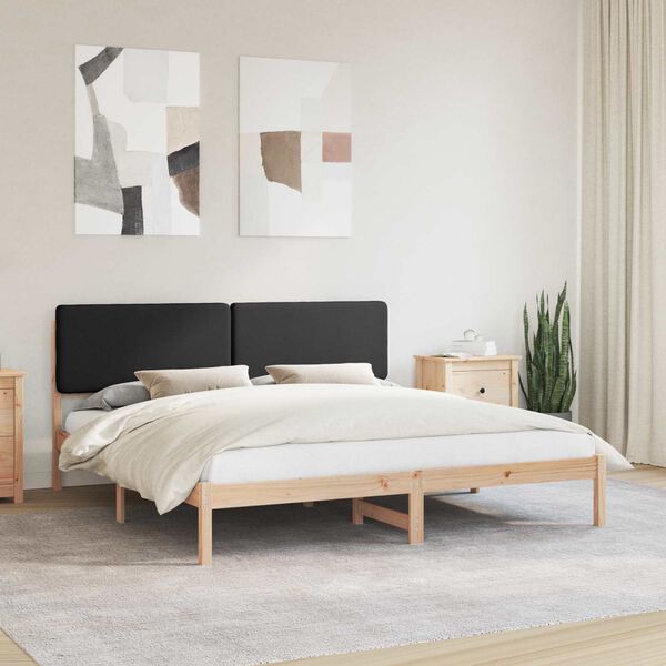 vidaXL Bedframe met Gevoerd Hoofdgedeelte Zwart 180 x 200 cm