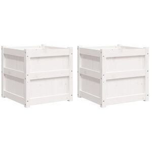 vidaXL Plantenbakken 2 st cm massief grenenhout wit
