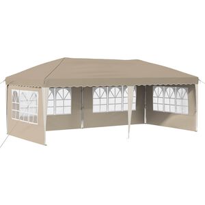 vidaXL Pop-up partytent 574 x 289 x 245 cm Cr&egrave;mekleurig