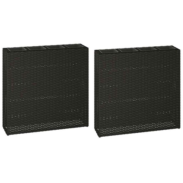 vidaXL Plantenbak verhoogd met 4 potten 2 st poly rattan zwart