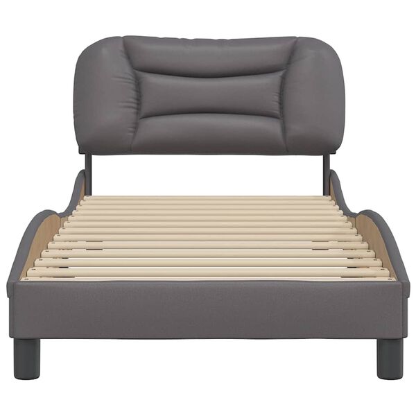 vidaXL Bedframe zonder matras "Hvar" kunstleer grijs 90x200 cm