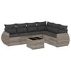 vidaXL 7-delige Loungeset met kussens poly rattan lichtgrijs