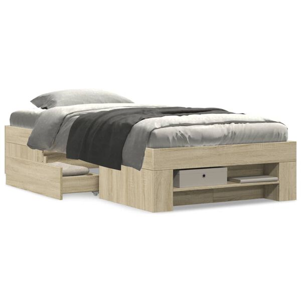 vidaXL Bedframe zonder matras hout sonoma eikenkleurig 90x190 cm