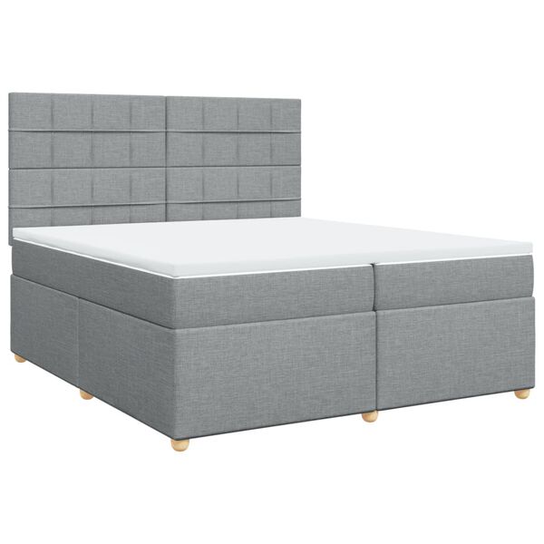 vidaXL Boxspring met matras stof lichtgrijs 200x200 cm