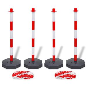 vidaXL Set van 4 kettingpalen en 2 kunststof kettingen van 10 m