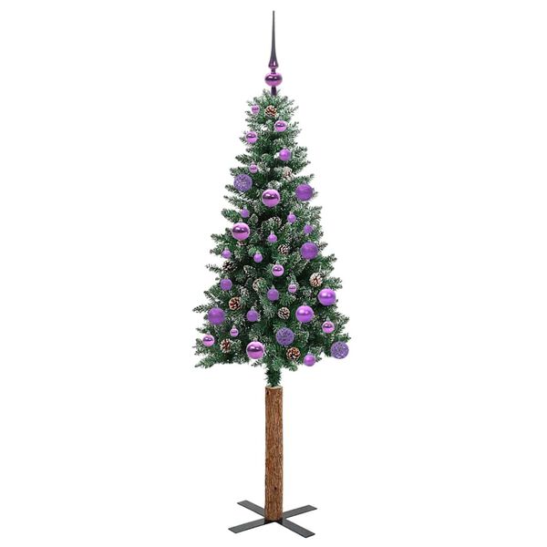vidaXL Slanke Kerstboom Groen 150 cm PVC en massief dennenhout