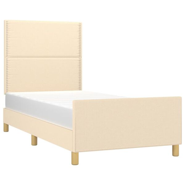 vidaXL Bedframe zonder matras 90x200 cm stof cr&egrave;mekleurig