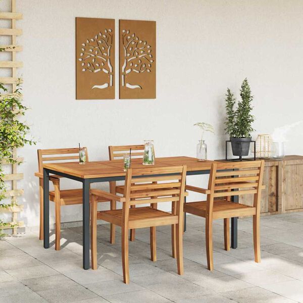 vidaXL Buitentafels Naturel en zwart 150 x 90 x 75 cm