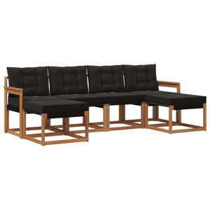 vidaXL Buiten bankenset met kussen 6 pcs Natuurlijk en Zwart