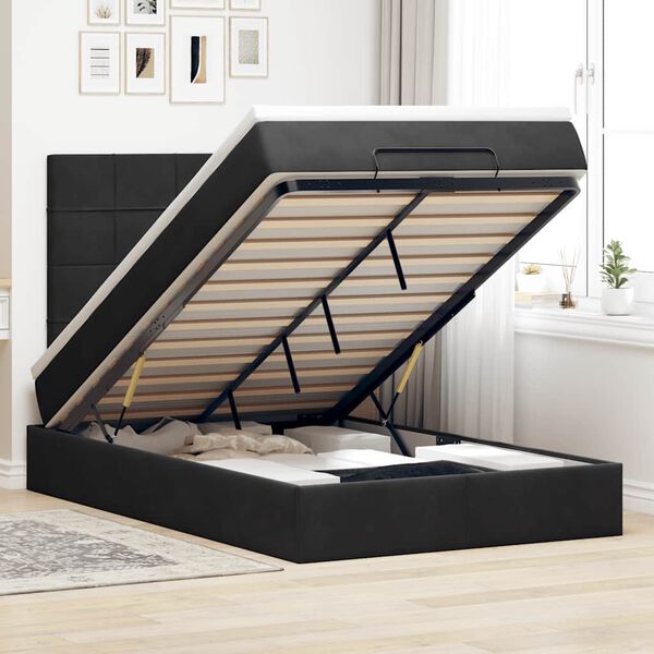 vidaXL Ottoman bed met matrassen 120x190cm fluweel zwart