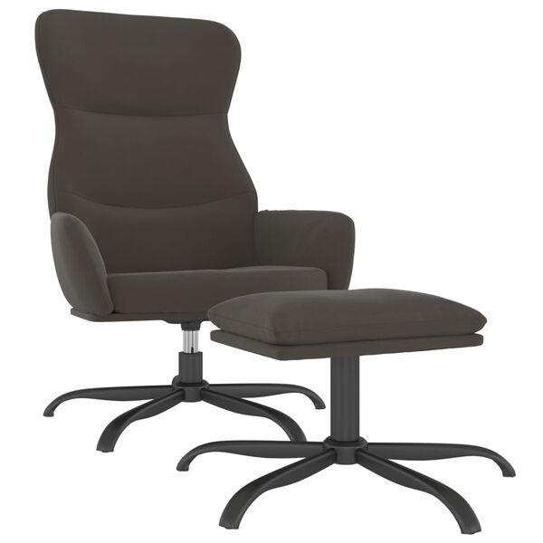 vidaXL Relaxstoel met voetenbank microvezelstof donkergrijs