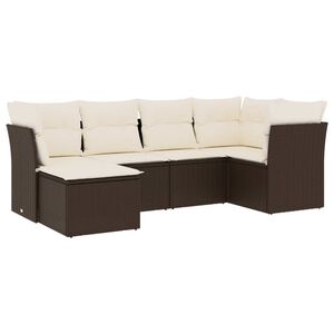 vidaXL 6-delige Loungeset met kussens poly rattan bruin