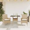 vidaXL 3-delige Tuinset met kussens poly rattan en glas beige