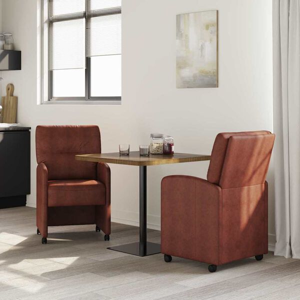 vidaXL Dining Stoelen met Wielen 2 pcs Glanzend bruin 57 x 67 x 95 cm