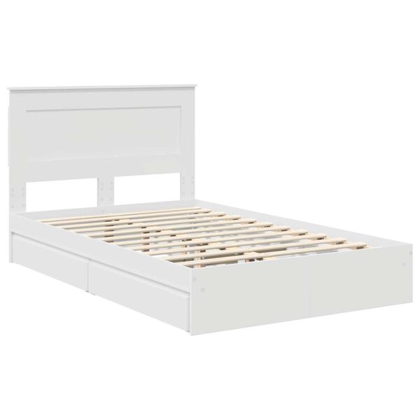 vidaXL Opslag bed met hoofdeinde Wit 120 x 190 cm Bewerkt hout