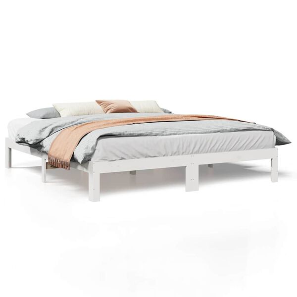vidaXL Bedframe zonder matras massief grenenhout wit 160x200 cm