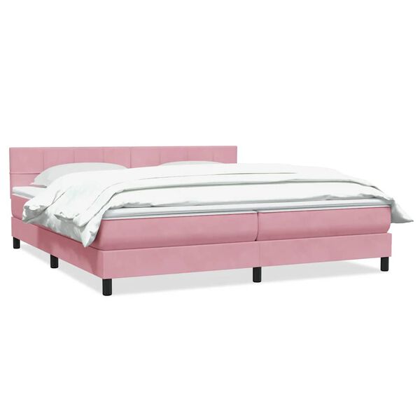 vidaXL Boxspring met matras fluweel roze 180x220 cm