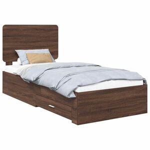 vidaXL Bedframe met hoofdeinde Bruin Eiken 100 x 200 cm Bewerkt hout