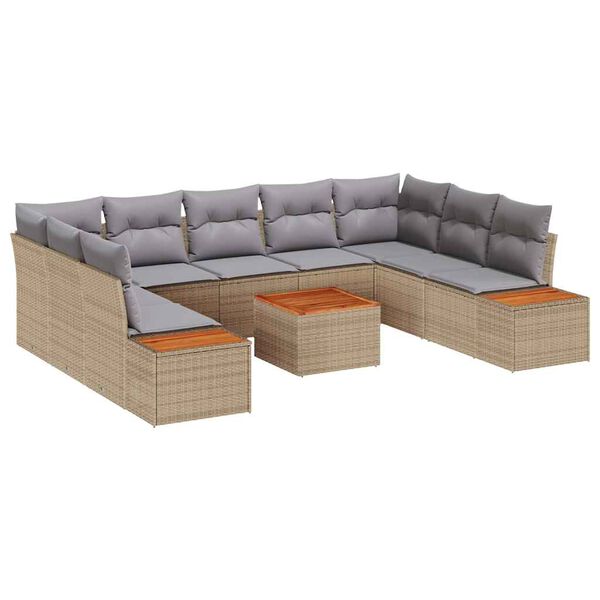 vidaXL Tuinbankenset met kussen 5 pcs Beige en Licht Grijs Polyrattan