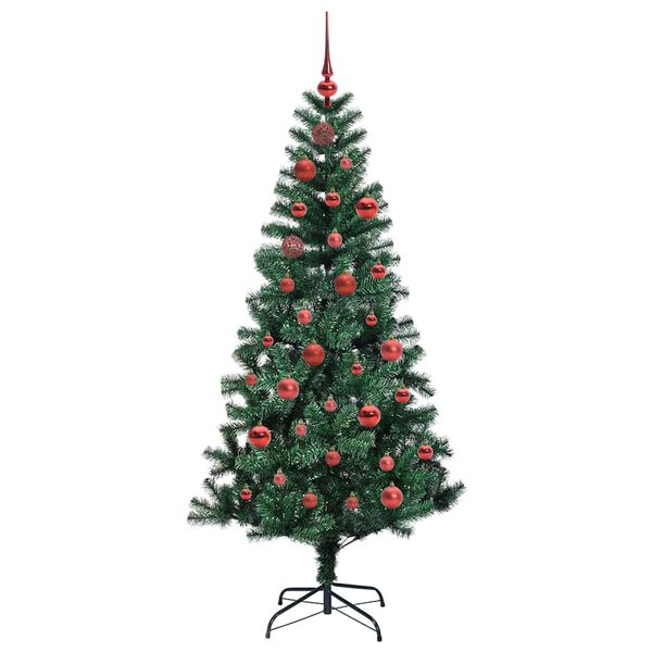vidaXL Kunstmatig Voorverlicht Kerstboom Groen 150 cm PVC en Metaal