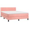 vidaXL Boxspring met matras en LED fluweel roze 140x200 cm