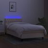 vidaXL Boxspring met matras en LED stof cr&egrave;mekleurig 80x200 cm