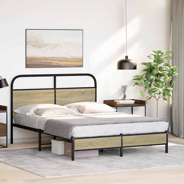 vidaXL Bedframe zonder matras bewerkt hout sonoma eikenkleur 120x190cm