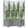 vidaXL Plantenbak met latwerk 80x80x136 cm polypropeen lichtgrijs