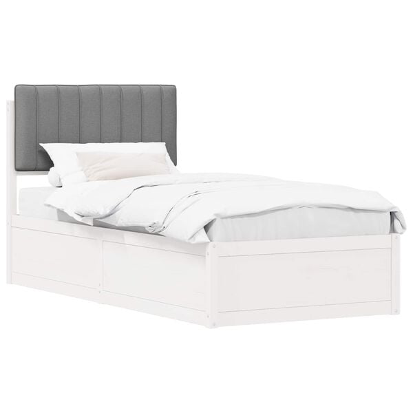 vidaXL Bedframe met Gevoerd Hoofdgedeelte Lichtgrijs 90 x 200 cm