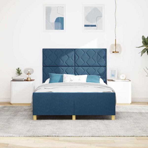 vidaXL Bedframe met hoofdeinde Blauw 140 x 190 cm Stof