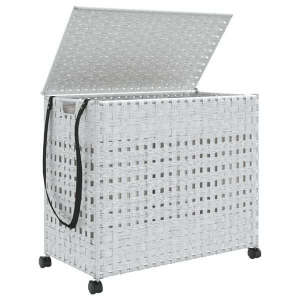 vidaXL Wasmand op wielen 66x35x60 cm rattan wit