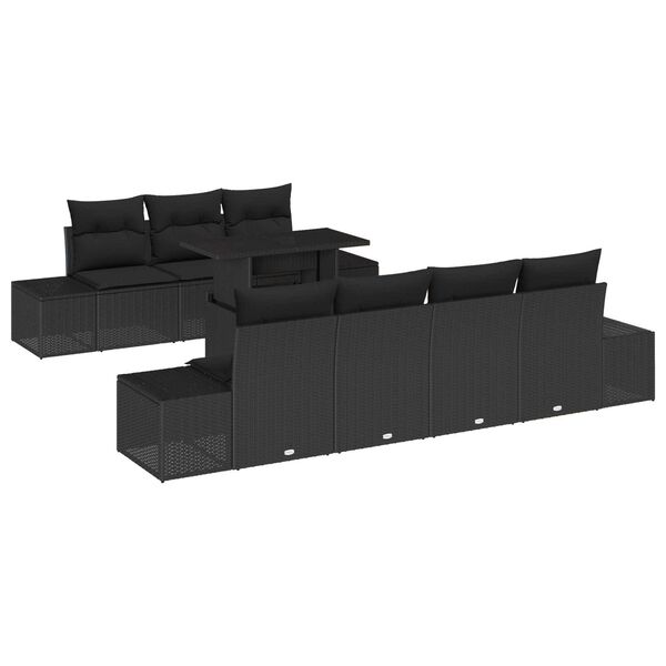 vidaXL Tuin Sofa Set 8 pcs Zwart Poly Rattan en Poedergecoat Staal