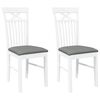 vidaXL Eetkamerstoelen met kussens 2 st massief hout rubber wit