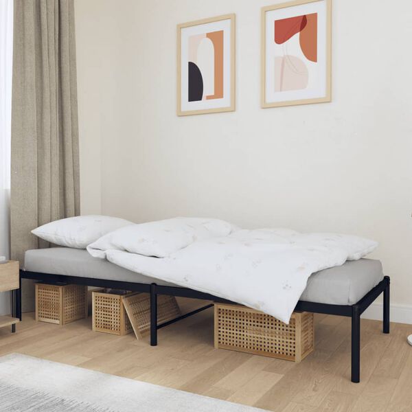 vidaXL Bedframe metaal zwart 75 x 190 cm