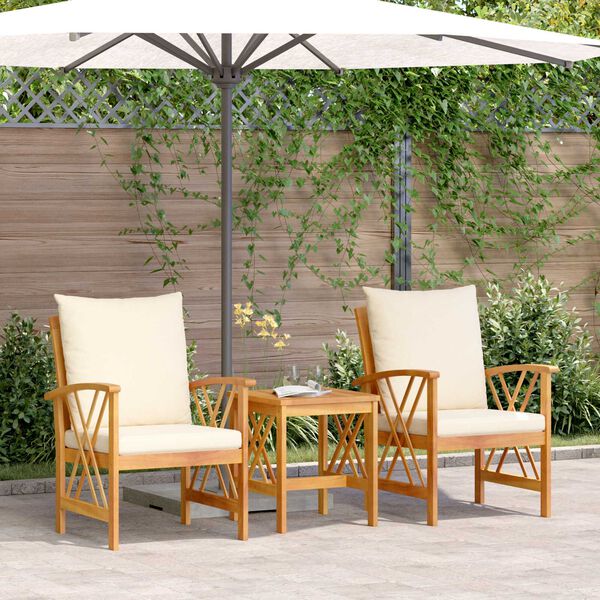 vidaXL Tuin Sofa Set met kussen 3 pcs Bruin Massief acaciahout