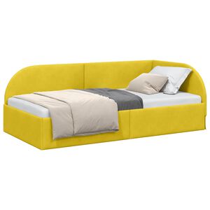 vidaXL Hoekbedframe met hoofdeinde Geel 90 cm x 190 cm Fluweel