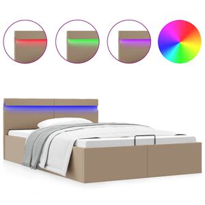 vidaXL Bedframe met opslag en LED kunstleer cappuccino 140x200 cm