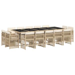 vidaXL 15-delige Tuinset met kussens poly rattan beige