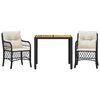 vidaXL 3-delige Bistroset met kussens poly rattan zwart